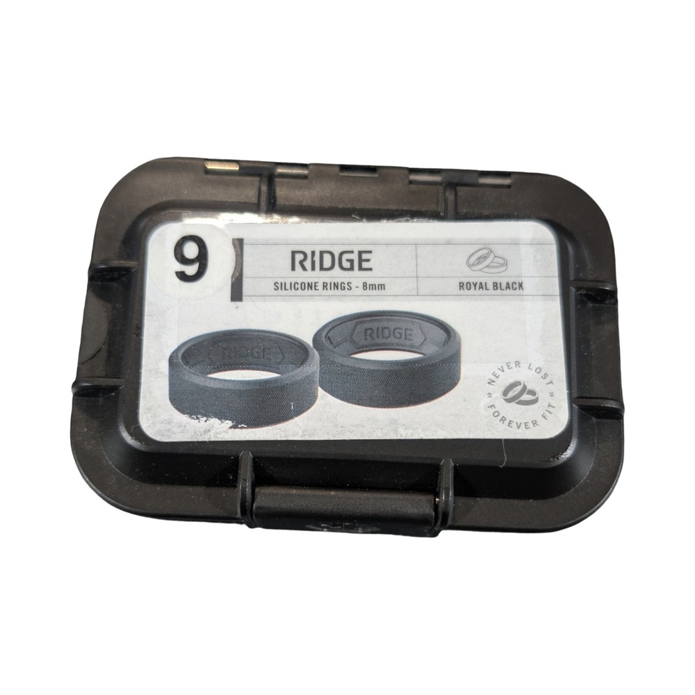 Qq2O The Ridge Wallet - 8MM SILICONE Ring Set‎ - Royal Black - Size 9 Open Box